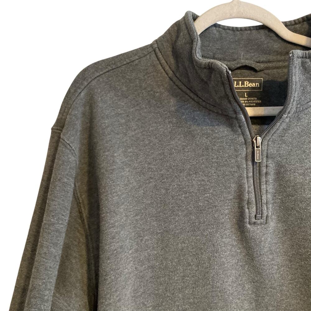L.L. Bean Heather Gray Quarter Zip Pullover Sweatshirt Men's Large - Picture 11 of 16